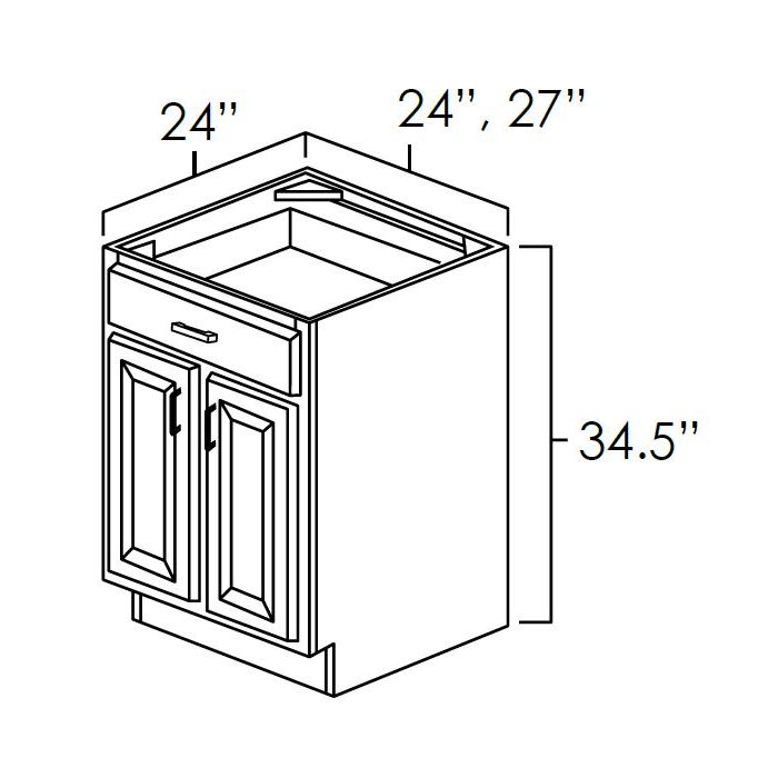 Winchester Grey Recessed Panel - 24in Base