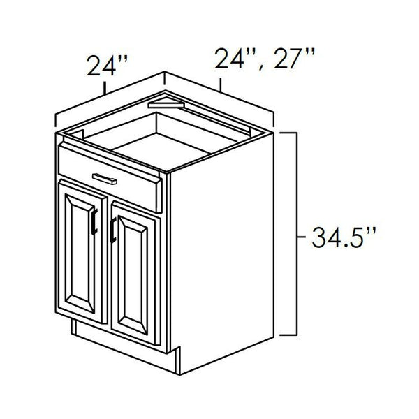 Winchester Grey Recessed Panel - 27in Base