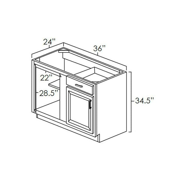 Winchester Grey Recessed Panel - 36in Corner Base