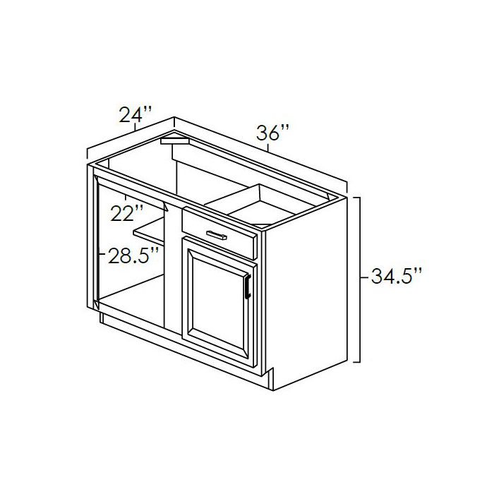 Winchester Grey Shaker - 36in Corner Base