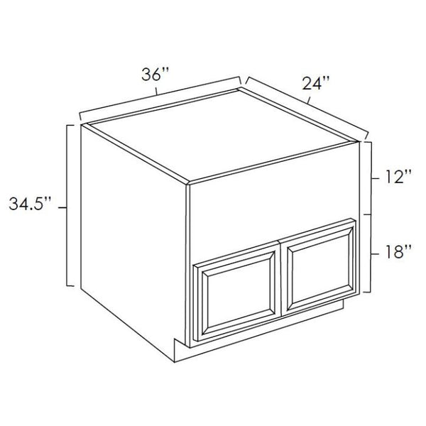 Winchester Grey Recessed Panel - 36in Sink Base