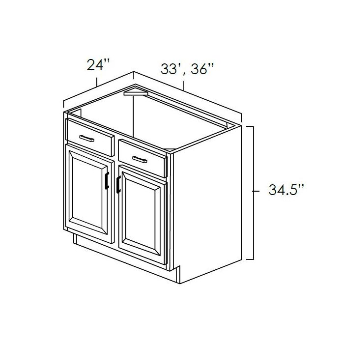 Winchester Grey Recessed Panel - 33in Sink Base