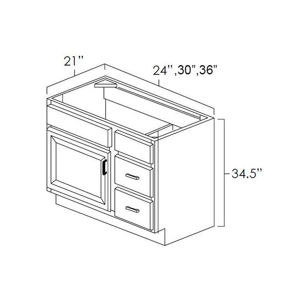 Winchester Grey Recessed Panel - 36in Vanity