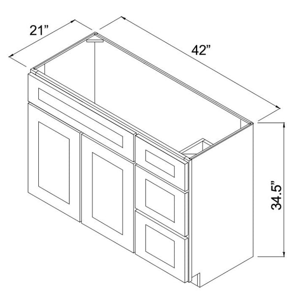 Aspen White Raised Panel - 42in Vanity